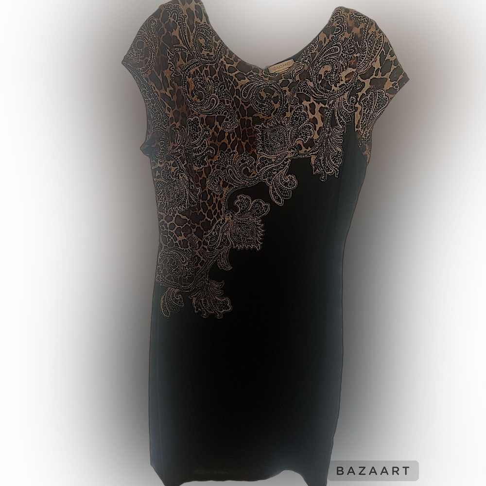 Cache Stylish Black Dress With Animal Print, free Smoke-Pet
